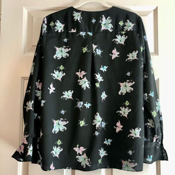 Banana Republic V-neck Long Sleeve Floral Blouse Medium - Picture 3 of 11